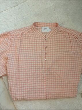 Piper & Scoot Pink Gingham Button-Front Women's Top